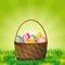 Easter wicker basket with eggs