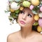 Easter Woman. Spring Girl with Fashion Hairstyle.