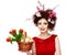 Easter Woman. Spring Girl with Fashion Hairstyle. Portrait of Be
