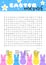 Easter word search puzzle. Educational trivia game. Funny holiday crossword, worksheet. Party card.