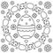 Easter wreath. Coloring page. Vector illustration.