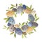 Easter wreath. Spring easter wreath with green leaves, melted eggs of blue gray and ocher color.