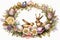 Easter wreath sublimation PNG, Isolated on White Background.