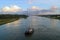 Eastern approach to the Panama Canal at Sunrise