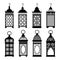 Eastern arabic lanterns set vector illustration.