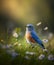 Eastern Bluebird in a Meadow . AI generated Illustration