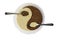 Eastern cuisine - sesame seeds in yin yang shape plate
