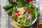 Eastern cuisine. Summer lunch, healthy salad with couscous, grilled vegetables and lettuce.