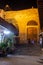 The eastern door of the Great Umayyad Mosque at night in Damascus, Syria