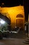 The eastern door of the Great Umayyad Mosque at night in Damascus, Syria