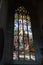 Eastern Europe bohemian Prague Czech Republic St Barbara`s cathedral colorful stained glass window