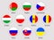 Eastern europe flags set. Round icons. Vector stickers collection. European countries flags. Belarus, Bulgaria, Czech Republic, Hu