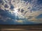 Eastern Europe panorama fields of early spring. Sunny cloudy weather. Countryside