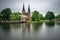 Eastern gate, canal and historic drawbridge in Delft, Netherland