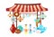 Eastern market tent with handcrafted souvenirs cartoon vector illustration