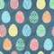 Eastern sketch eggs. Vector illustration. Vector seamless pattern with colorful eggs background