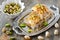 Eastern sweets with pistachios baklava with green pistachios on