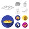 Eastern sweets, Ramadan lamp, Arab sheikh, territory.Arab emirates set collection icons in outline,flat style vector