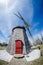 Eastham Windmill was built in 1680 and today, this historic old fashioned mill sits in a Cape Cod Park in Massachusetts. Fisheye