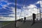 Eastside pathway across the Humber Bridge, Hull, Humberside, Yorkshire.