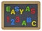 Easy as 123 ABC in colored letters on slate