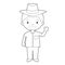 Easy coloring cartoon character from Cuba dressed in the traditional way with a Panama hat. Vector Illustration