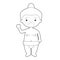 Easy coloring cartoon character from Japan dressed as a sumo wrestler. Vector Illustration