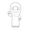 Easy coloring cartoon character from Qatar dressed in the traditional way Vector Illustration