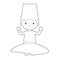 Easy coloring cartoon character from Turkey dressed in the traditional way as a Whirling Dervishes dancer. Vector Illustration