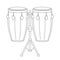 Easy coloring cartoon vector illustration of conga drums isolated on white background
