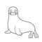 Easy coloring cartoon vector illustration of a seal
