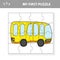 Easy educational paper game for kids. Simple kid puzzle with Toy Bus