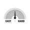 Easy or Hard measuring gauge. Vector indicator illustration. Meter with black arrow in white