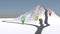 Easy medium hard way road via mountain under blue sky with marks 3d illustration