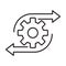 Easy operation process icon vector gearwheel and arrow sign for graphic design, logo, website, social media, mobile app, UI