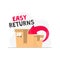 Easy returns icon with inscription and red arrow