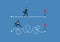 Easy or shortcut way to win business success or hard path and obstacle concept, easy vs difficult, competing in business, smart