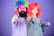 Easy simple ways be fun playful parent. How crazy is your father. Man bearded father and girl wear colorful wig while