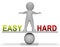 Easy Vs Hard Balance Portrays Choice Of Simple Or Difficult Way - 3d Illustration