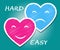 Easy Vs Hard Hearts Portray Choice Of Simple Or Difficult Way - 3d Illustration