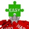 Easy Vs Hard Jigsaw Portrays Choice Of Simple Or Difficult Way - 3d Illustration