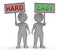 Easy Vs Hard Signs Portray Choice Of Simple Or Difficult Way - 3d Illustration