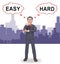 Easy Vs Hard Thought Portrays Choice Of Simple Or Difficult Way - 3d Illustration