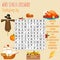 Easy word search crossword puzzle `Thanksgiving day`