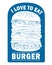 Eat Burger ordered on the fast food menu. Hamburger with cutlet, tomatoes and onion. Logo icon vector illustration design