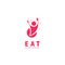 Eat foodie eat lover logo template simple icon symbol illustration people carry spoon and fork in funny cute pink style