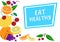 Eat healthy. Colorful fruit background, vector