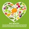 Eat healthy commercial poster with vegetables inside big heart