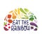 Eat the rainbow concept. Healthy vegan eating awareness poster.