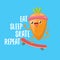 Eat sleep skate repeat vector concept illustration. Cartoon hipster carrot skater character riding on skateboard with